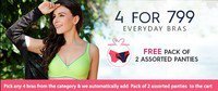 Clovia | 4 for 799 + FREE Pack of 2 Panties