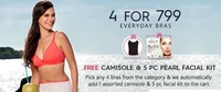 Clovia : 4 for 799 + Free Camisole + Free 5 Piece Facial Kit + Additional Offers