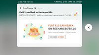 100% cashback upto rs 10{user specific}