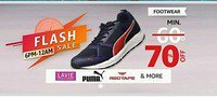 Flash Sale:-  Flat 70% Off On Shoes, Watches Sarees (6Pm - 12Am)