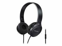 Panasonic On Ear Stereo Headphones RP-HF100M-K with Integrated Mic and Controller, Travel-Fold Design, Matte Finish, Black 