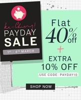 NNNOW : Flat 40% OFF + Extra 10% OFF with code during Pay Day Sale from 1-4 March