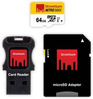 Strontium Nitro 64 GB SDXC Class 10 Memory Card + Card Reader + Adapter