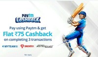 Paytm: Get Flat 75 Cashback On Completing 3 Transaction (Myteam11 Deam11 Nosragamus)