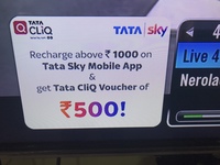 Recharge Rs.1000 tata sky A/c & Get Rs.500 Tata Cliq Voucher.
