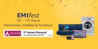 Amazon EMI Fest 12-17th March - Flat 5% Instant Discount on Axis bank Credit and Debit EMI transactions