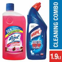 Lizol Disinfectant Floor Cleaner - 975 ml (Floral) with Harpic Powerplus Original - 1 L