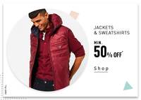 Ajio : Get minimum 50% off on Jackets and Sweatshirts starting at Rs.240. 