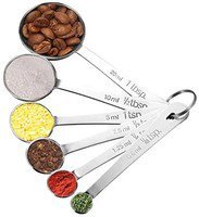 Lifetime Homitt Multifunction Stainless Steel Cup Spoon Set of 6 with Precise Measurements for Cooking and Baking