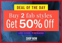 NNNOW Deal Of The Day : Buy 2 Fab Styles and Get 50% OFF on Apparels and Accessories