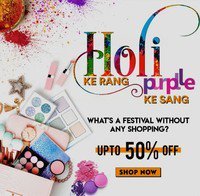 Holi Ke Rang Purplle Ke Sang Upto 50% OFF on Personal Care and Cosmetics