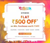Firstcry Holi Sale : Flat 500 OFF on min purchase of 1499 Sitewide