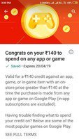 Google Play : Get 140 credits for free