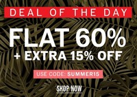 NNNOW Deal Of The Day : Flat 60%Off + Extra 15% Off on Apparels and Accessories