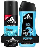 Adidas Ice Dive Deodorant Body Spray, 150ml with Ice Dive Shower Gel, 250ml