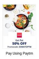 Zomato :- Flat 50% off upto 100₹ when you pay using Paytm 
