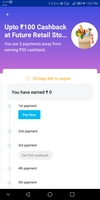Paytm pay @ Future retail to get 100 cb 