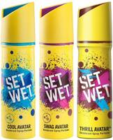 Set Wet Cool, Swag and Thrill Avatar Deodorant Spray - For Men  (450 ml, Pack of 3)