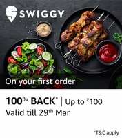 100% cb upto 100 rs on Amazon Pay for Swiggy Extended till 31st March [New users]
