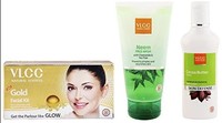 VLCC Gold Single Facial Kit, 60g and Cocoa Butter Body Lotion, 100ml and Neem Facewash, 150ml