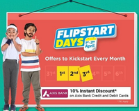 Flipkart Axis Bank Offer on All Categories - 10% Instant Discount (Max. Rs.750) with Axis cards (1st April - 3 April)