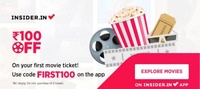 Insider App : Flat 100% Off on Movie Tickets (Max Discount Rs.100 on Min. 2 Movie Tickets | New Users)