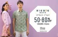 Ajio Big Bag Days ( 28 March - 2 April ) :- 50-80% off on 100000+ Styles