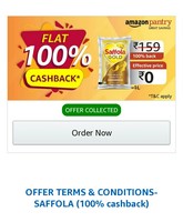 Amazon Pantry :  Flat 100% Cashback ( Collect Offer) 
 (Saffola Gold, Pro Healthy Lifestyle)