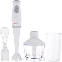 Amazon Brand - Solimo 200-Watt 3-in-1 Hand Blender with Blending Jar, Chopper Bowl, Whisking Attachment 