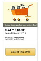 Amazon : FLAT 15 Cashback On Rs 15 Order Collect Offer ( User Specific) ( GETFLAT15)