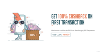 Get 100% Freecharge cashback on your first Recharge/Bill payment