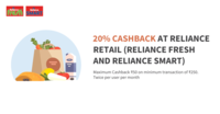 20% Freecharge Cashback at Reliance Fresh or Reliance smart