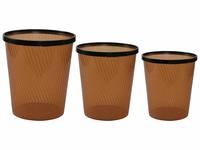 Miamour 3 Piece Plastic Dustbin, Brown 
