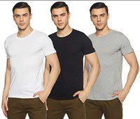 Chromozome Men's Plain Regular Fit T-Shirt (Pack of 3)(OS-10_White, Black, Grey_L) sizes available S,M,L ,XL) 5 combinations available